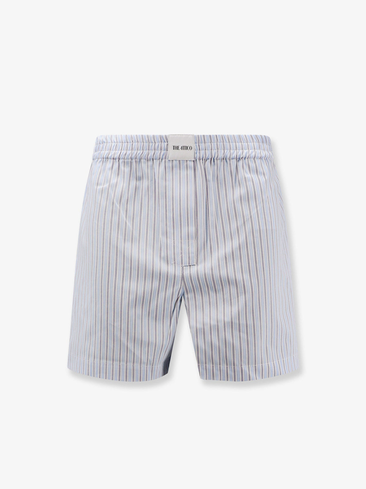 The Attico Striped cotton shorts - Light Blue White