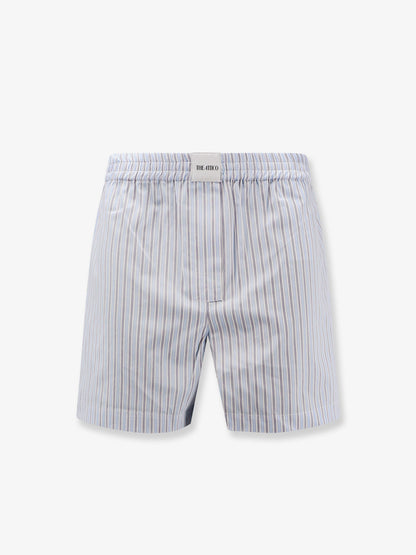 The Attico Striped cotton shorts - Light Blue White