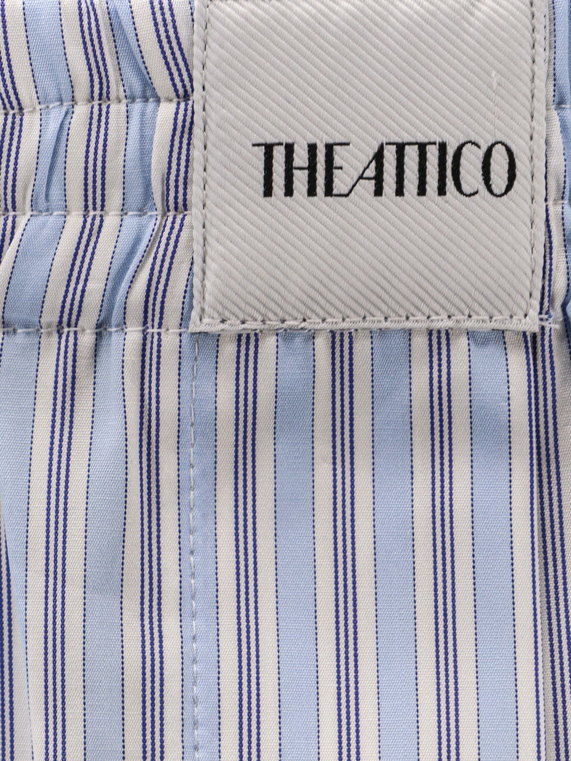 The Attico Striped cotton shorts - Light Blue White
