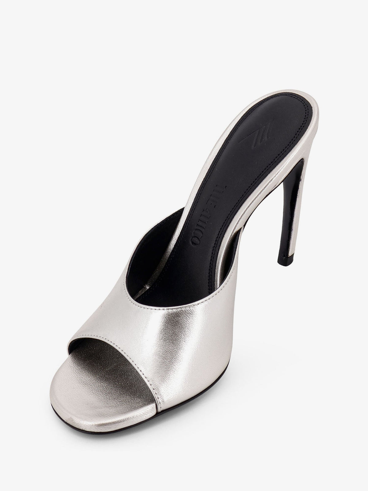 The Attico Laminated leather Betta sandals - Silver