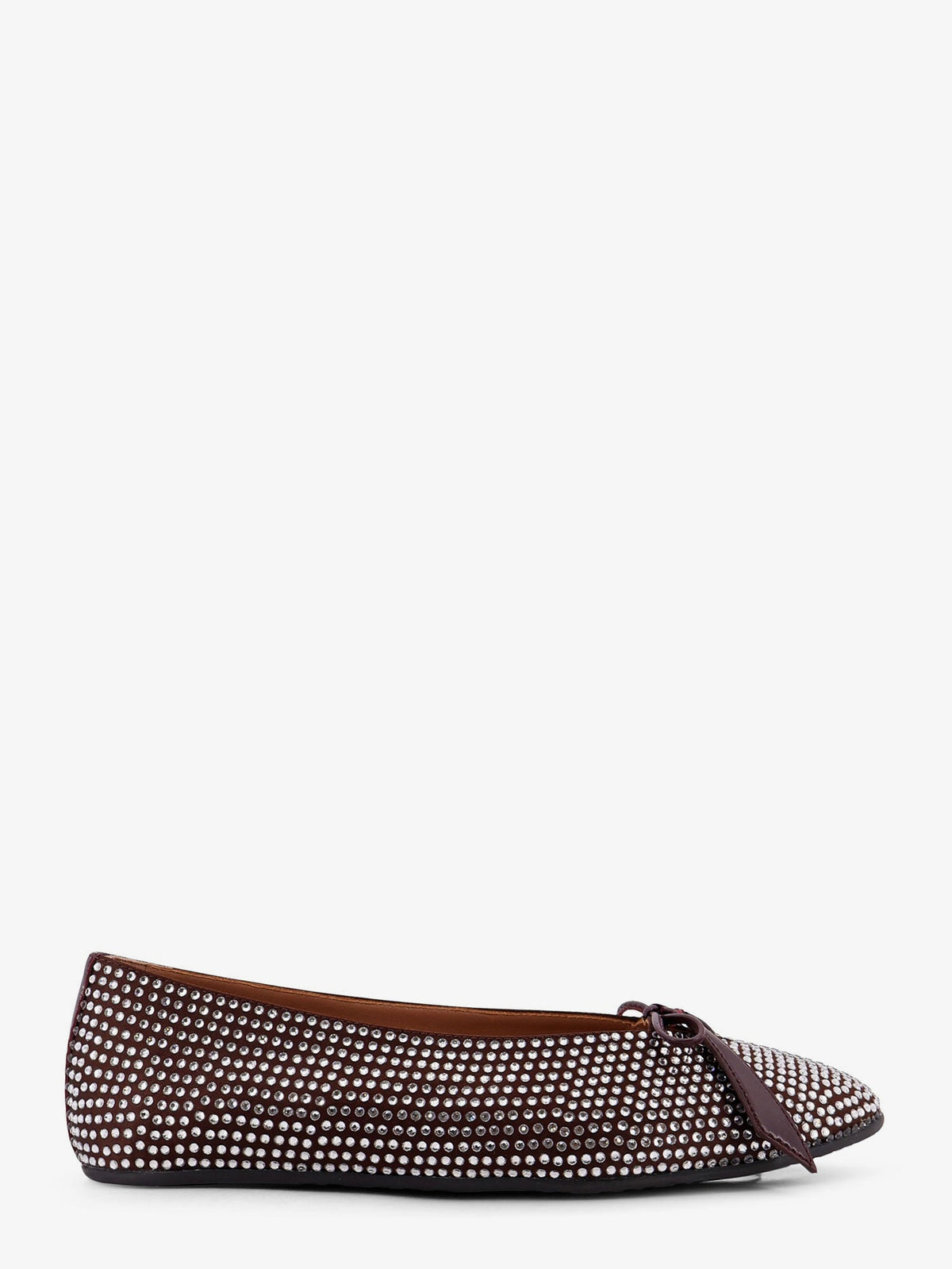 The Attico Kali satin ballerinas with all-over rhinestone detail - Dark Brown
