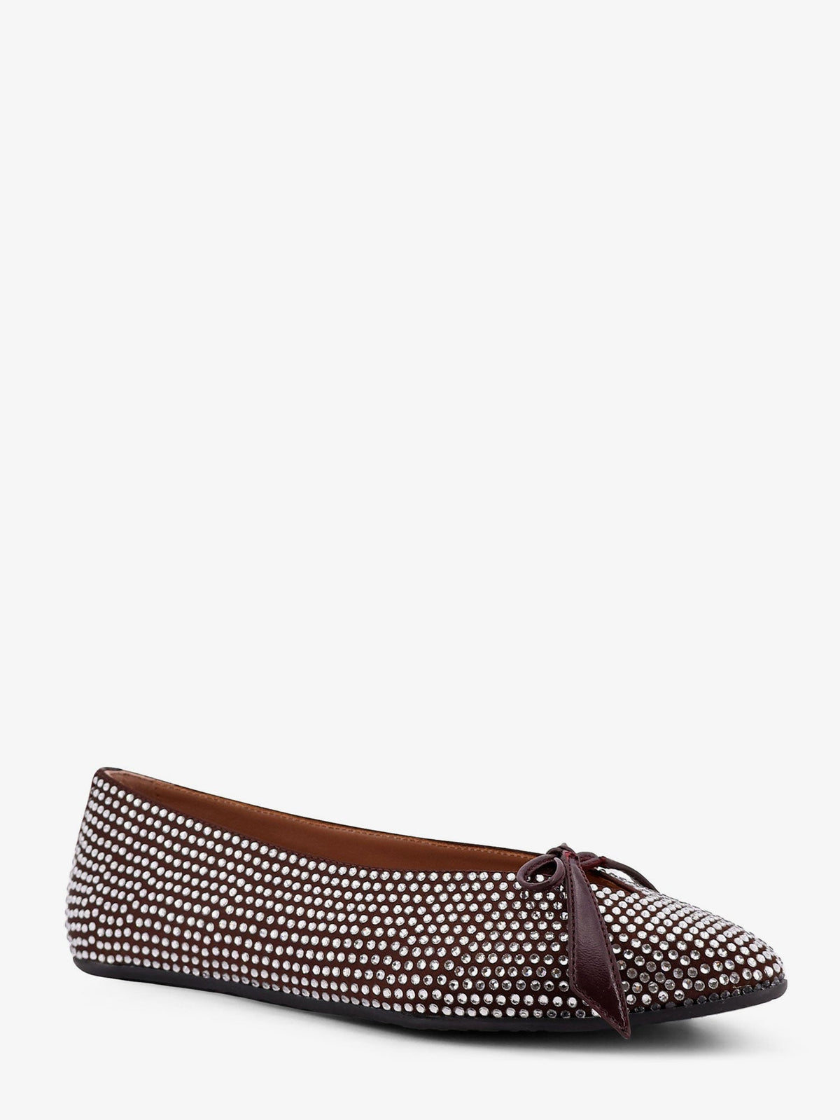 The Attico Kali satin ballerinas with all-over rhinestone detail - Dark Brown