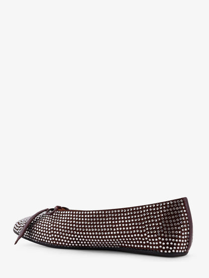 The Attico Kali satin ballerinas with all-over rhinestone detail - Dark Brown