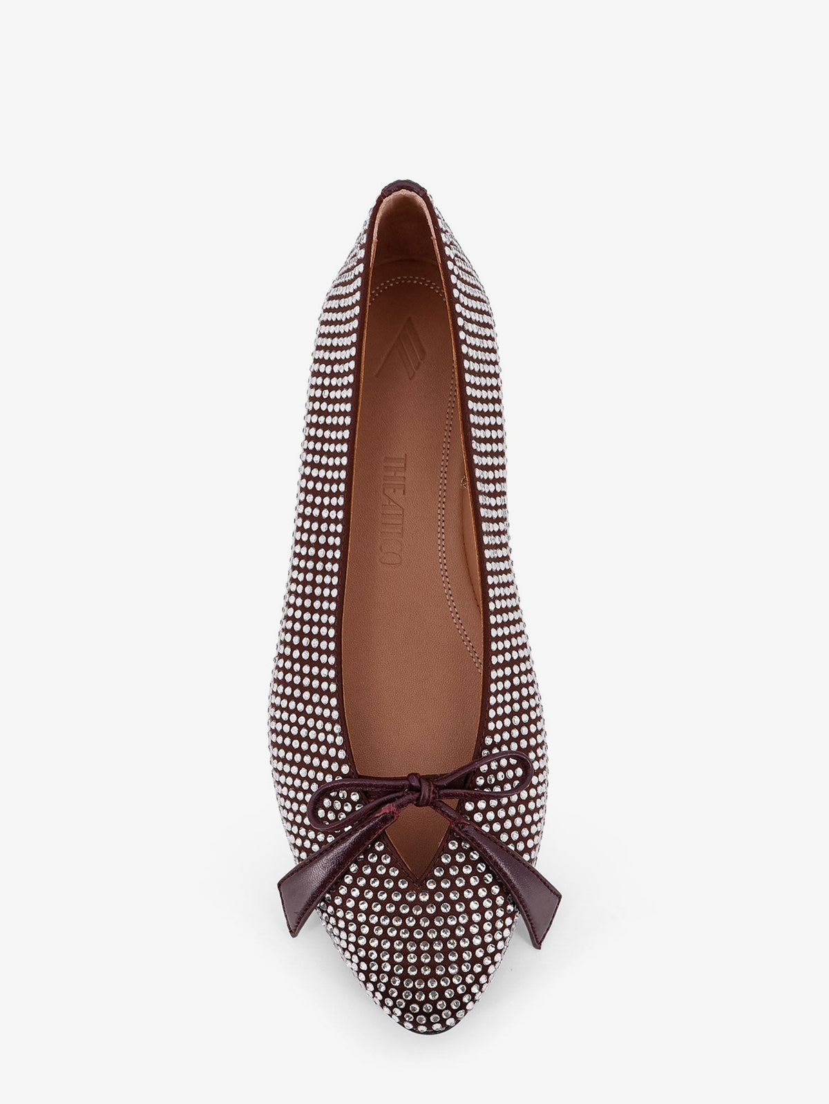 The Attico Kali satin ballerinas with all-over rhinestone detail - Dark Brown