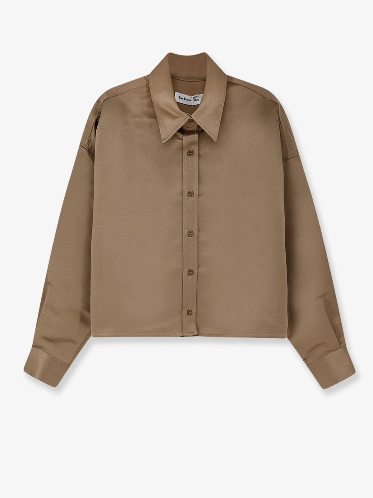 The Frankie Shop Arlen satin boxy shirt - Beige