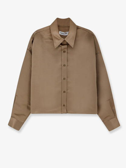The Frankie Shop Arlen satin boxy shirt - Beige