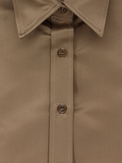 The Frankie Shop Arlen satin boxy shirt - Beige