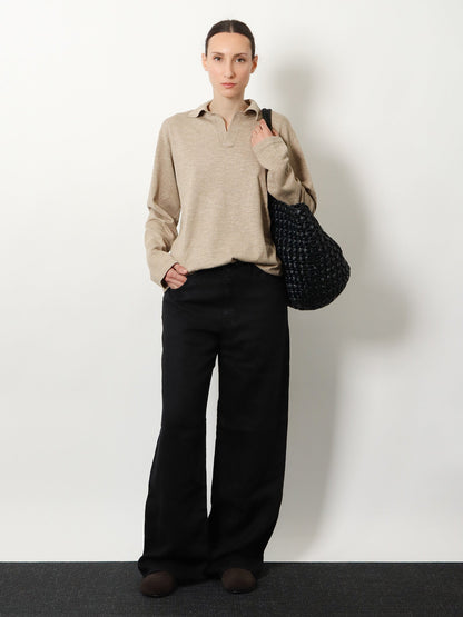 The Row Niosa polo shirt in cotton and linen - Coral Cream