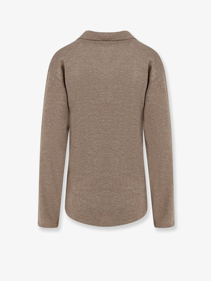 The Row Niosa polo shirt in cotton and linen - Coral Cream