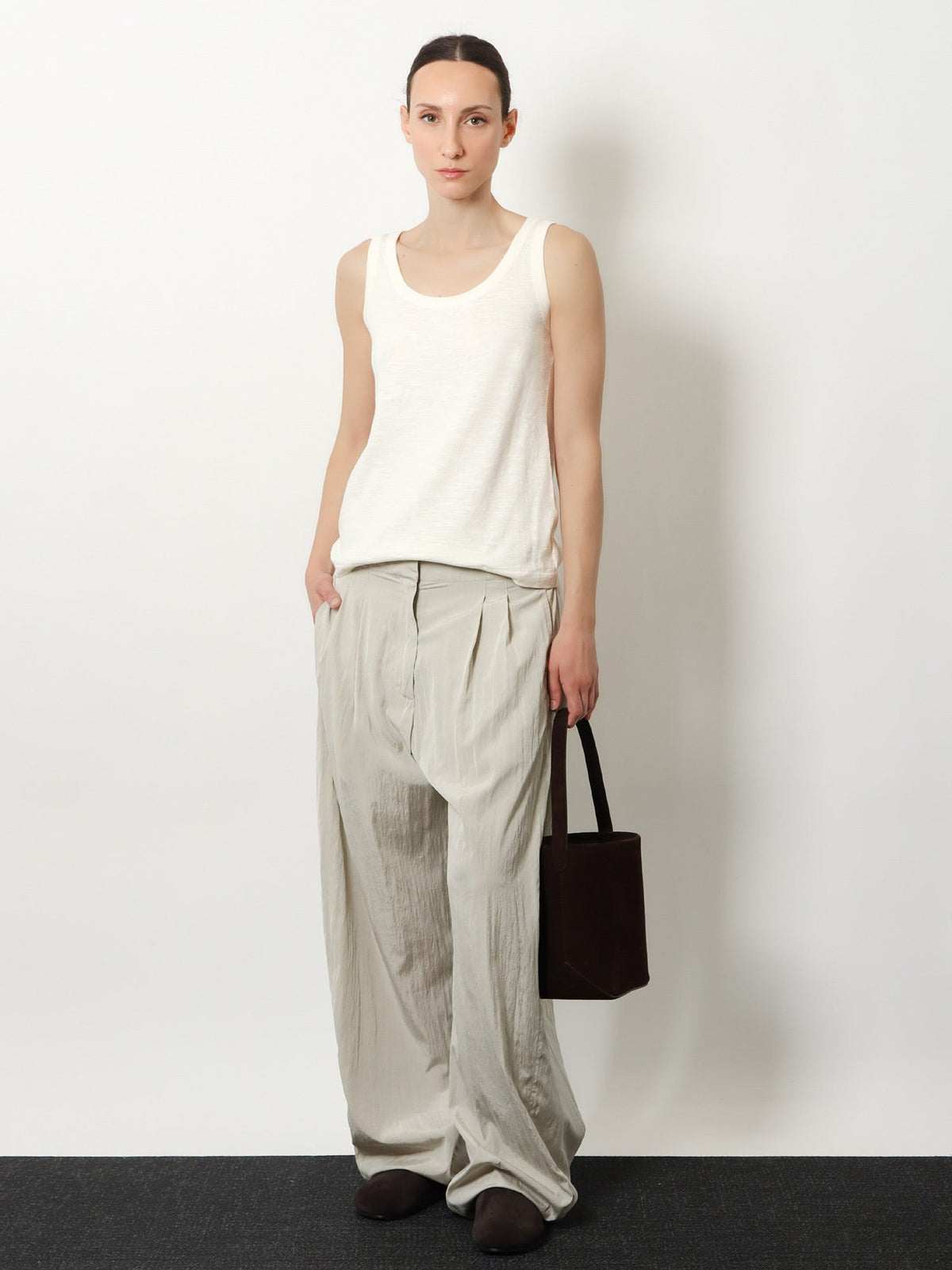 The Row Iven silk and nylon trousers - Smoke Grey