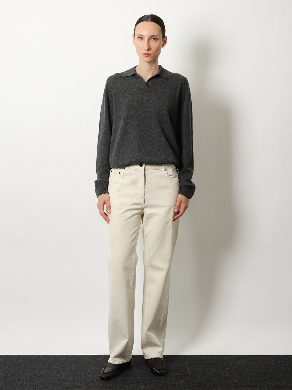 The Row Oashi Cashmere Top Sweater - Anthracite