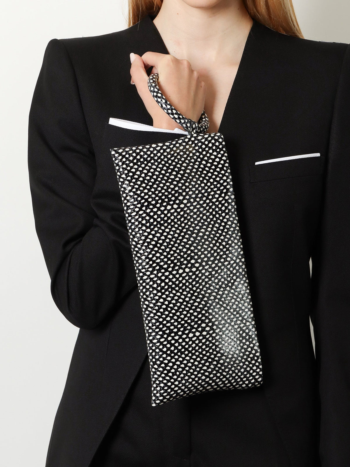 Tom Ford Aura leather clutch bag with snake motif - Blackwhite