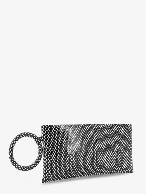 Tom Ford Aura leather clutch bag with snake motif - Blackwhite