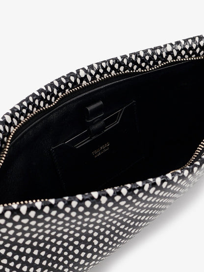 Tom Ford Aura leather clutch bag with snake motif - Blackwhite
