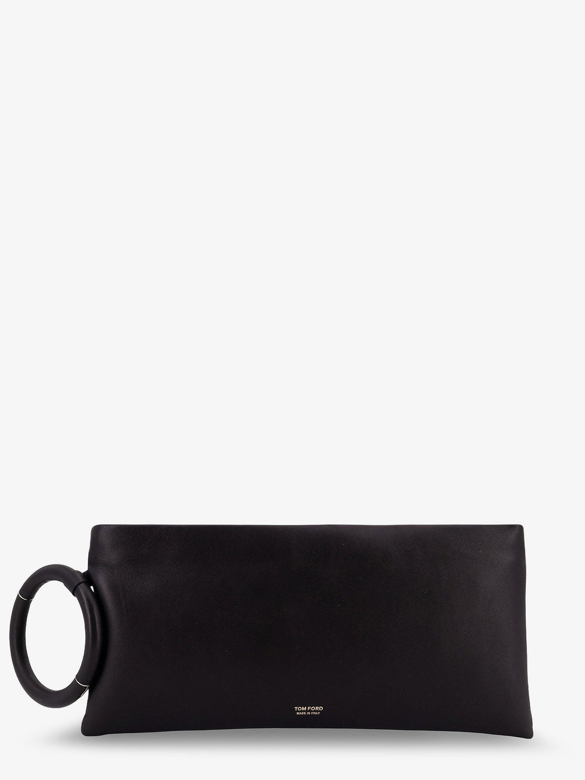 Tom Ford Aura leather clutch bag with lettering logo on the front - Black
