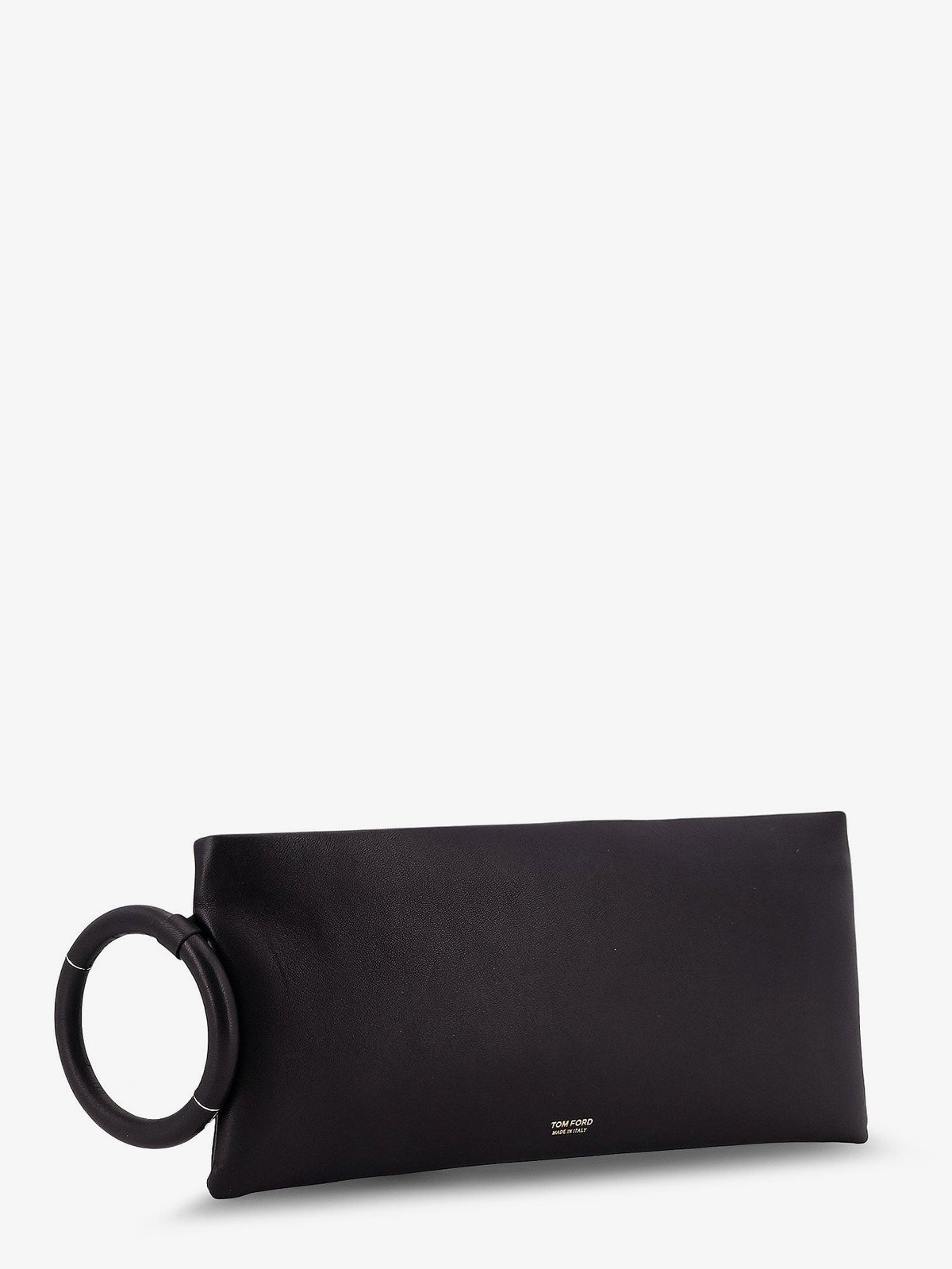 Tom Ford Aura leather clutch bag with lettering logo on the front - Black