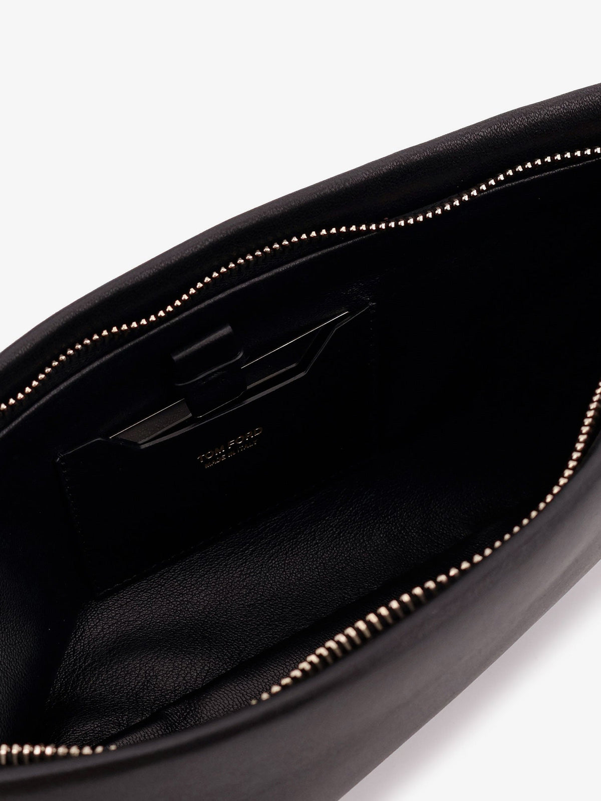 Tom Ford Aura leather clutch bag with lettering logo on the front - Black