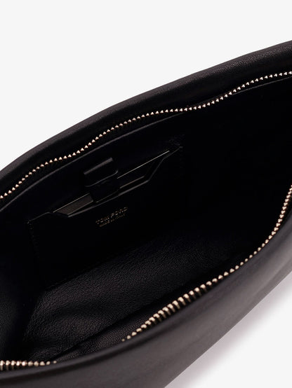 Tom Ford Aura leather clutch bag with lettering logo on the front - Black