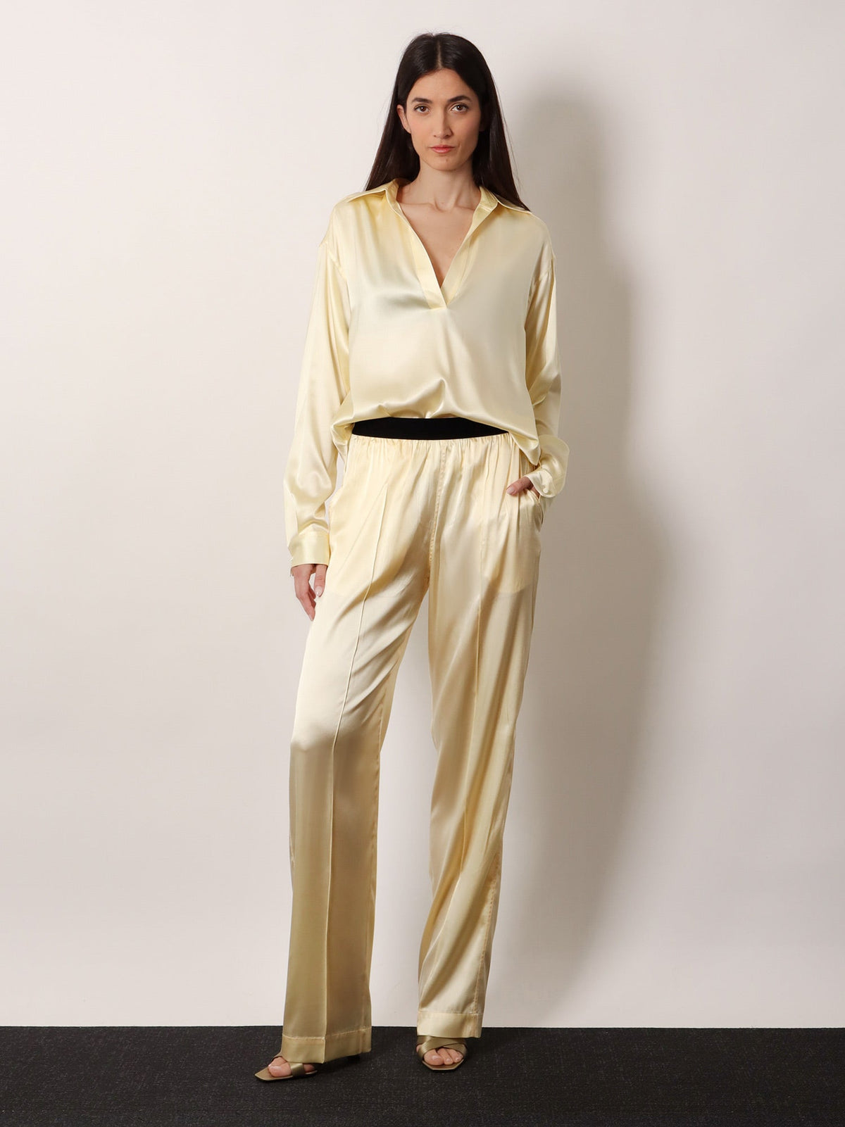 Tom Ford Pyjamas stretch satin trousers - Pale Lemon