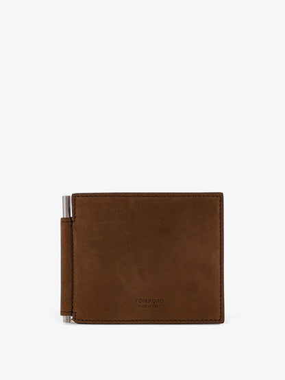 Tom Ford T Line Money Clip Leather Wallet