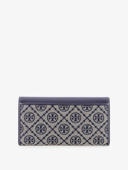 Tory Burch T Monogram Envelope Leather And T Monogram Fabric Wallet