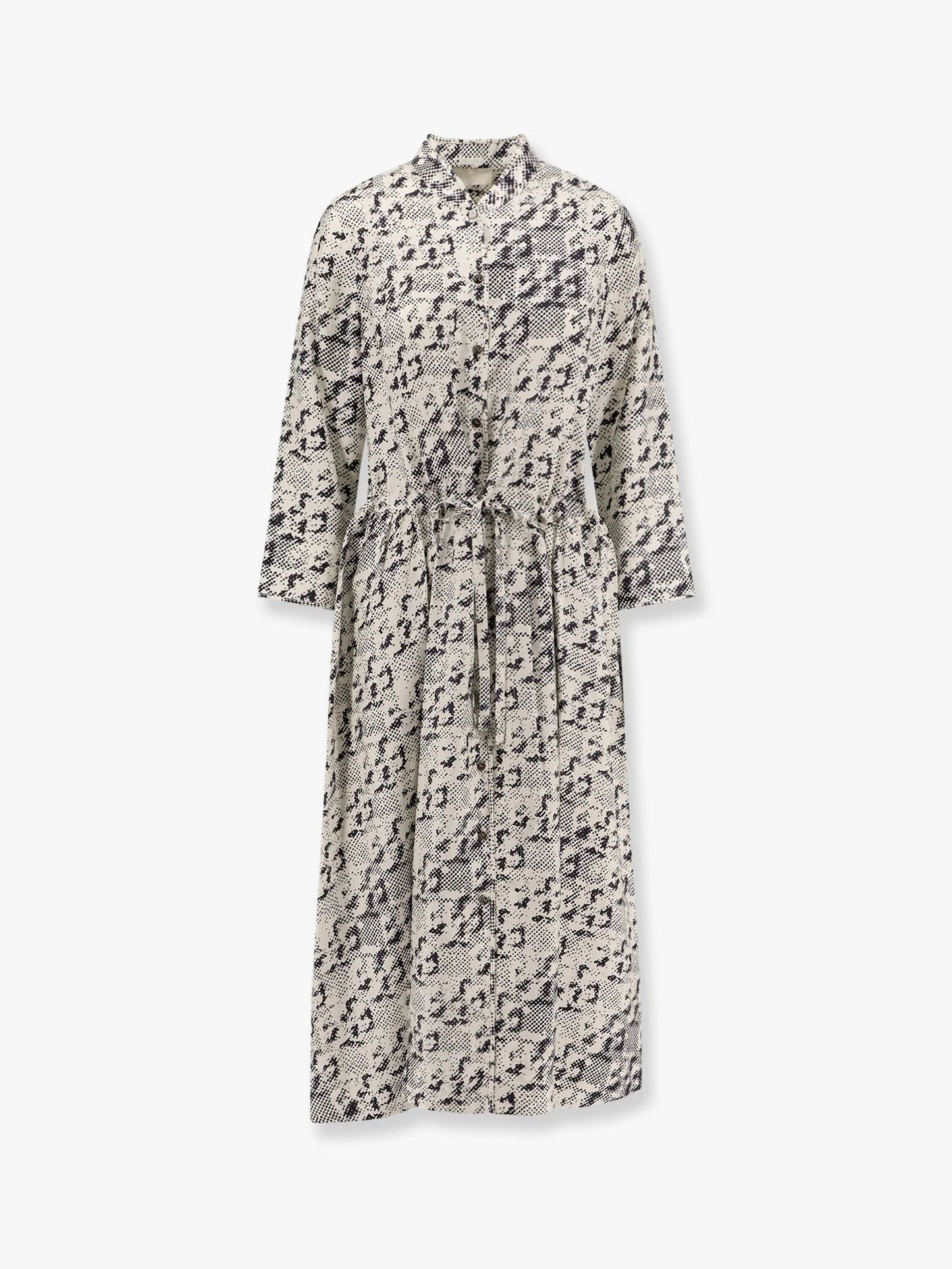 Tory Burch Silk Dress With Pixelated Logo Print