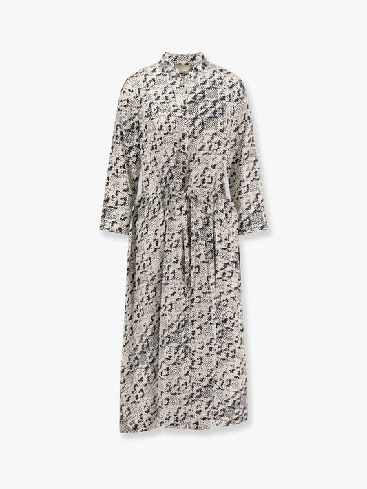 Tory Burch Silk Dress With Pixelated Logo Print