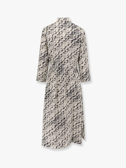Tory Burch Silk Dress With Pixelated Logo Print