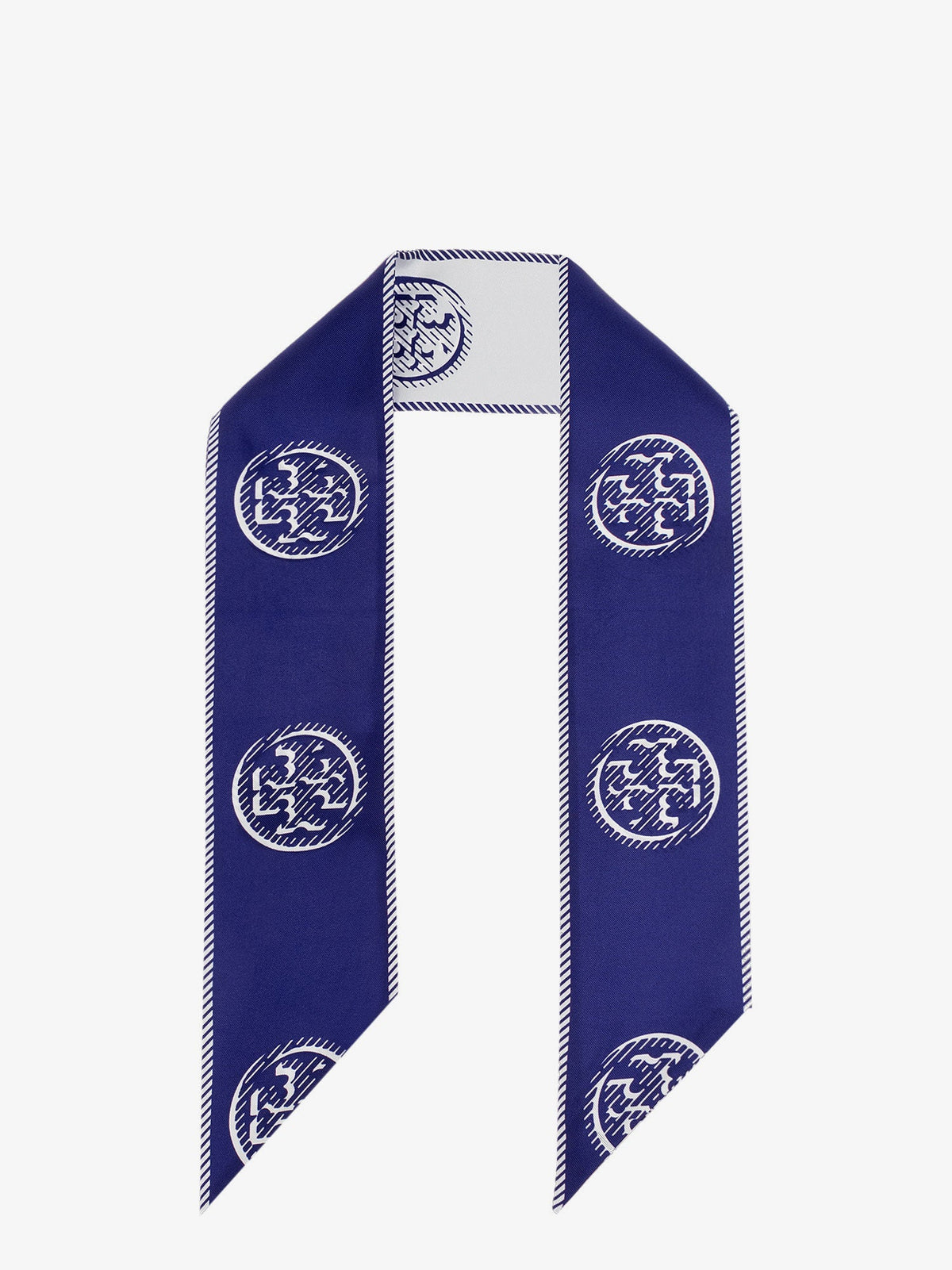Tory Burch Medallion Logo Ribbon silk tie - Ballpoint Blue