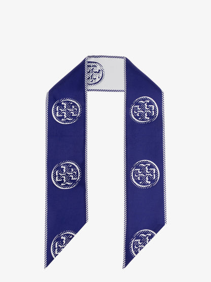 Tory Burch Medallion Logo Ribbon silk tie - Ballpoint Blue