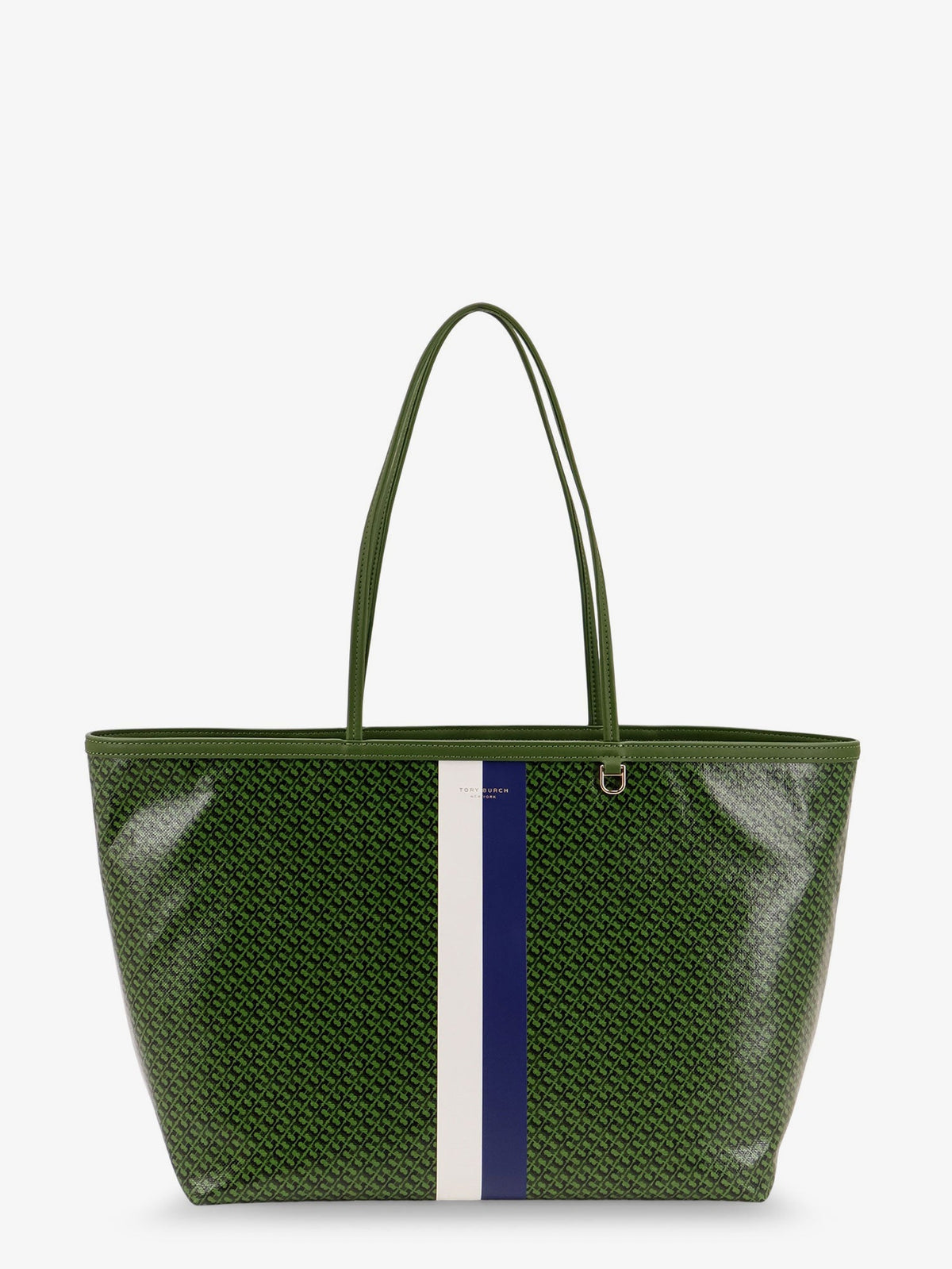 Tory Burch Coated canvas The Racer Tote shoulder bag with all-over logo - Green