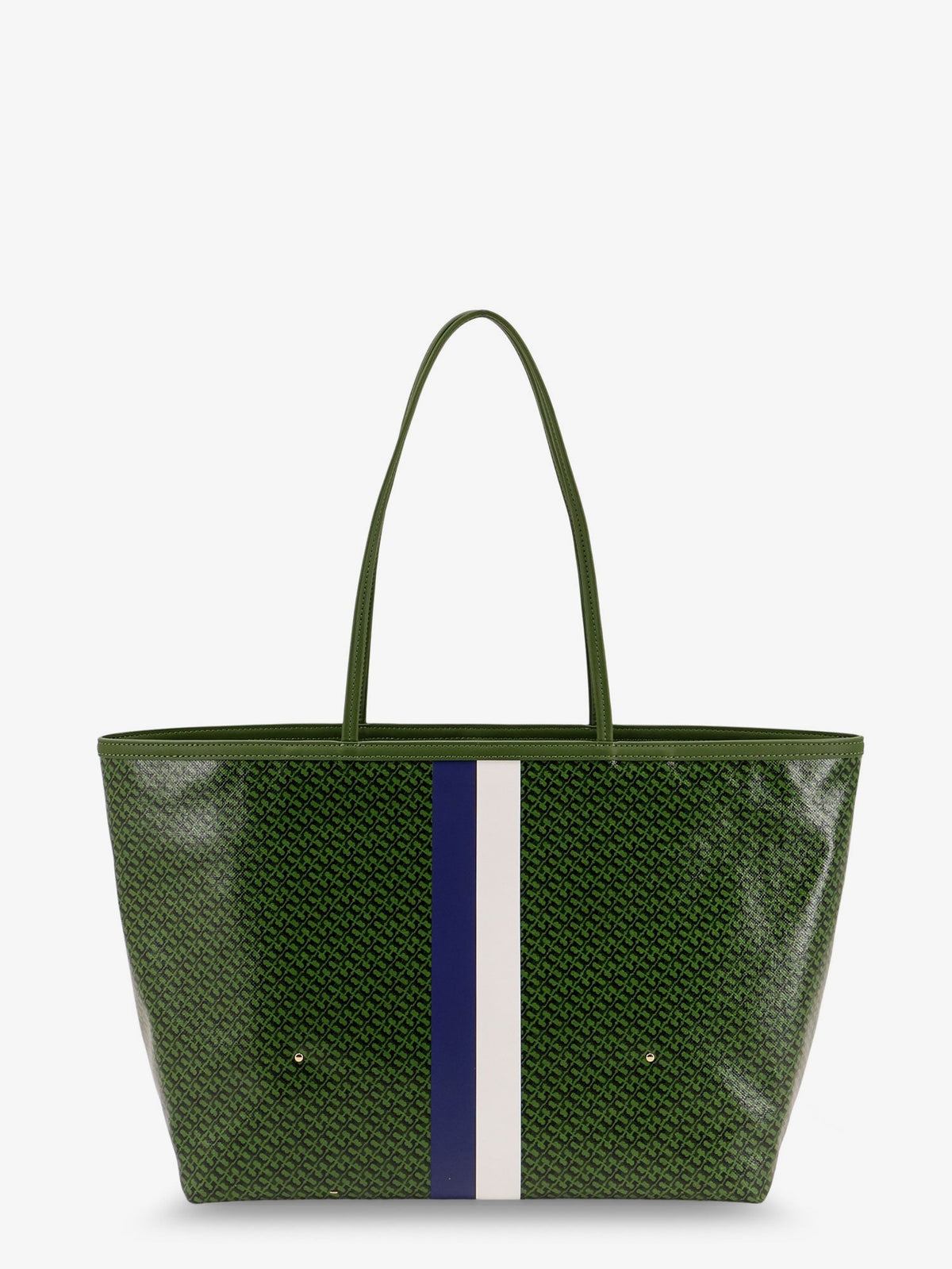 Tory Burch Coated canvas The Racer Tote shoulder bag with all-over logo - Green