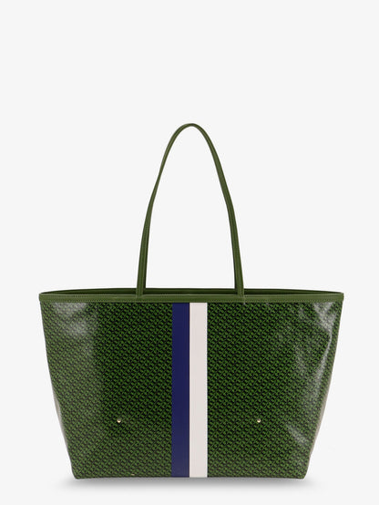 Tory Burch Coated canvas The Racer Tote shoulder bag with all-over logo - Green