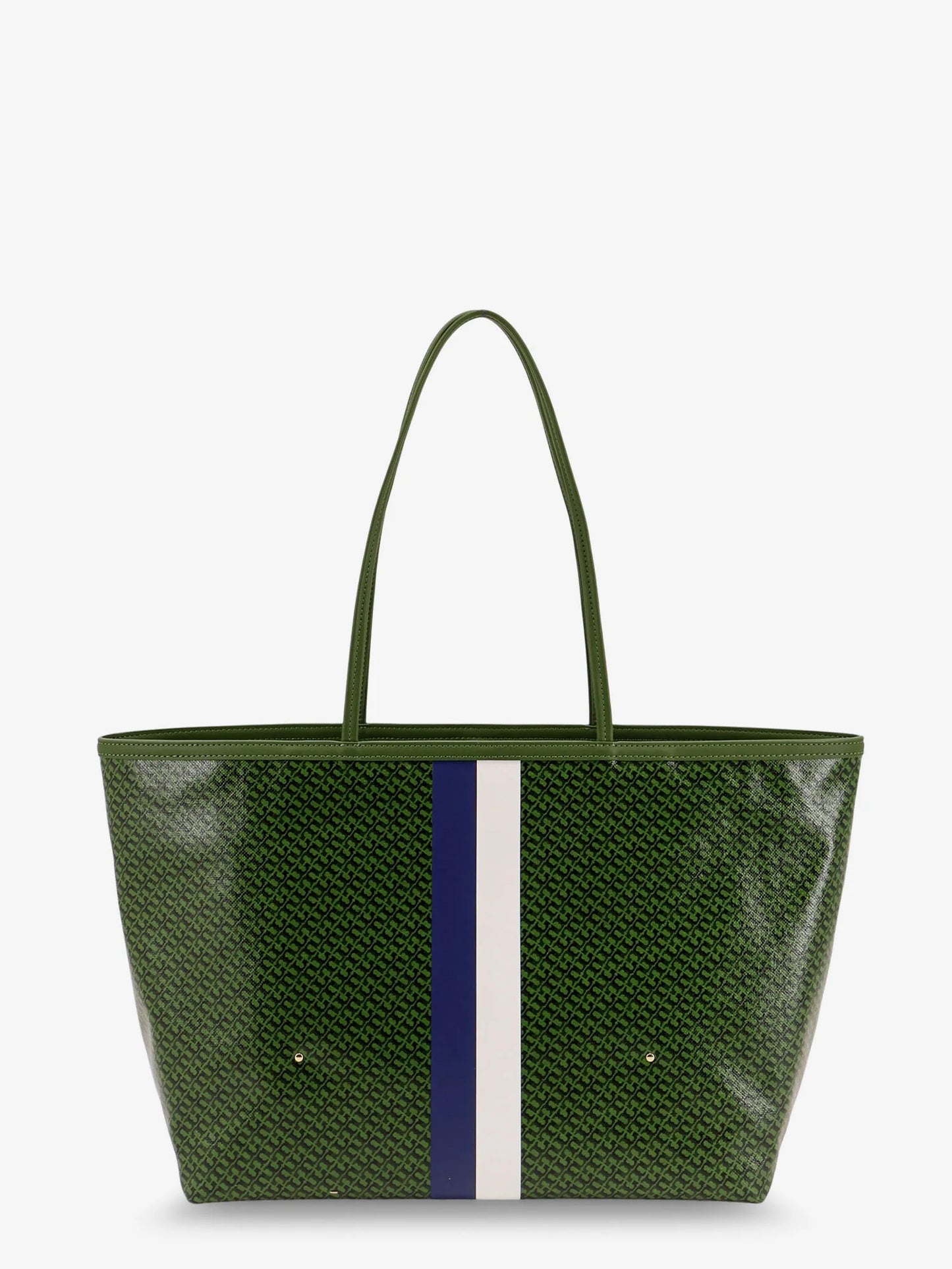 Tory Burch Coated Canvas The Racer Tote Shoulder Bag With All Over Logo