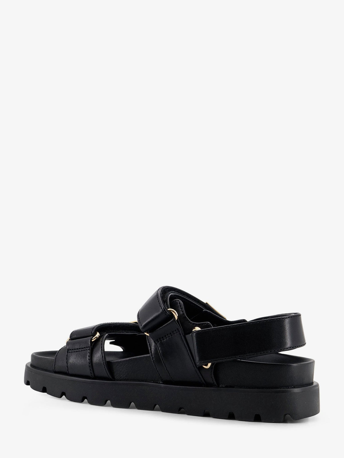 Tory Burch Mellow leather sandals with metal logo on the side - Black Gold