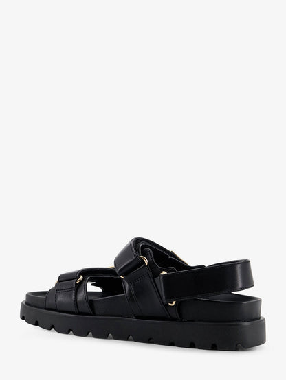 Tory Burch Mellow leather sandals with metal logo on the side - Black Gold
