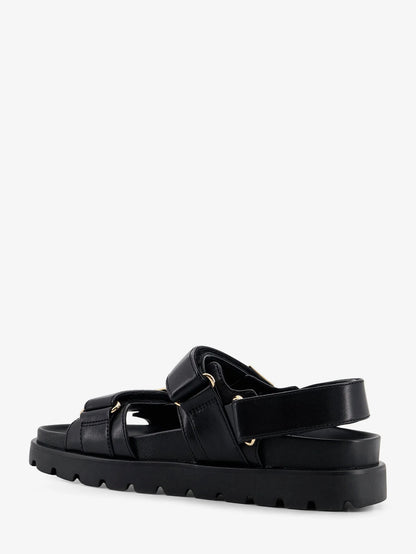 Tory Burch Mellow Leather Sandals With Metal Logo On The Side