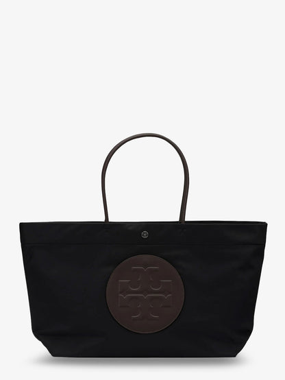 Tory Burch Ella Twist nylon shoulder bag with maxi front logo patch - Black
