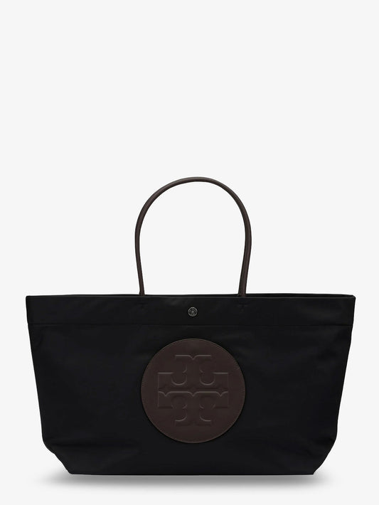 Tory Burch Ella Twist nylon shoulder bag with maxi front logo patch - Black