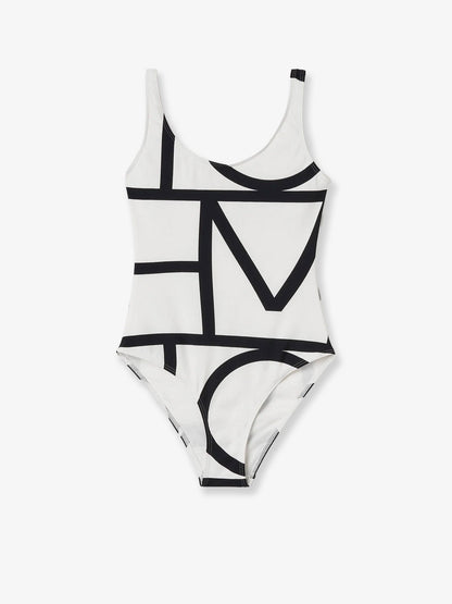 Toteme One-piece swimsuit with Monogram print - Tofu