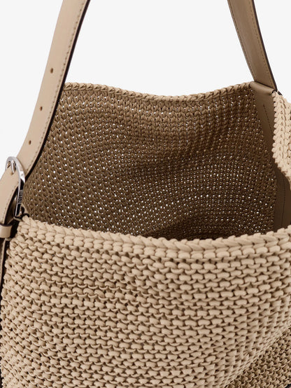 Toteme Leather Shoulder Bag With Woven Pattern