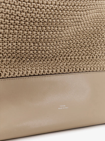 Toteme Leather Shoulder Bag With Woven Pattern