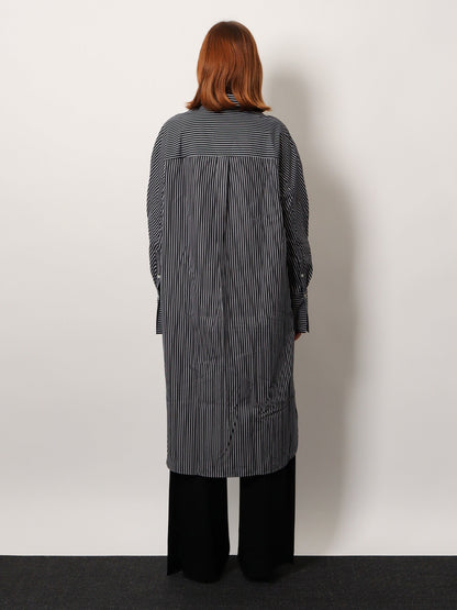Toteme Striped Kimono-Sleeve Shirtdress - Black/White