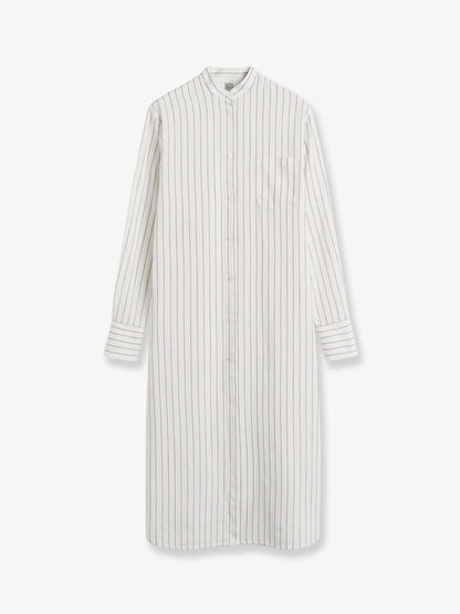 Toteme Striped Summer viscose, silk and cotton dress - Whiteoyster