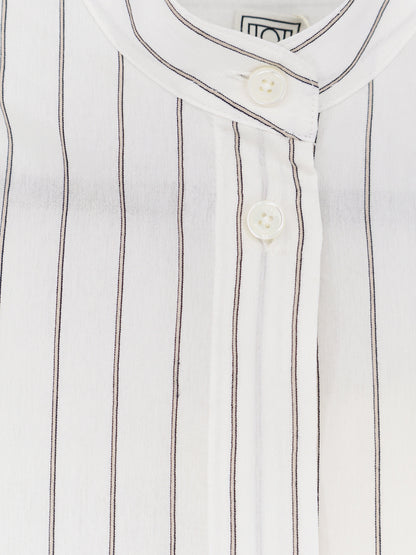 Toteme Striped Summer viscose, silk and cotton dress - Whiteoyster