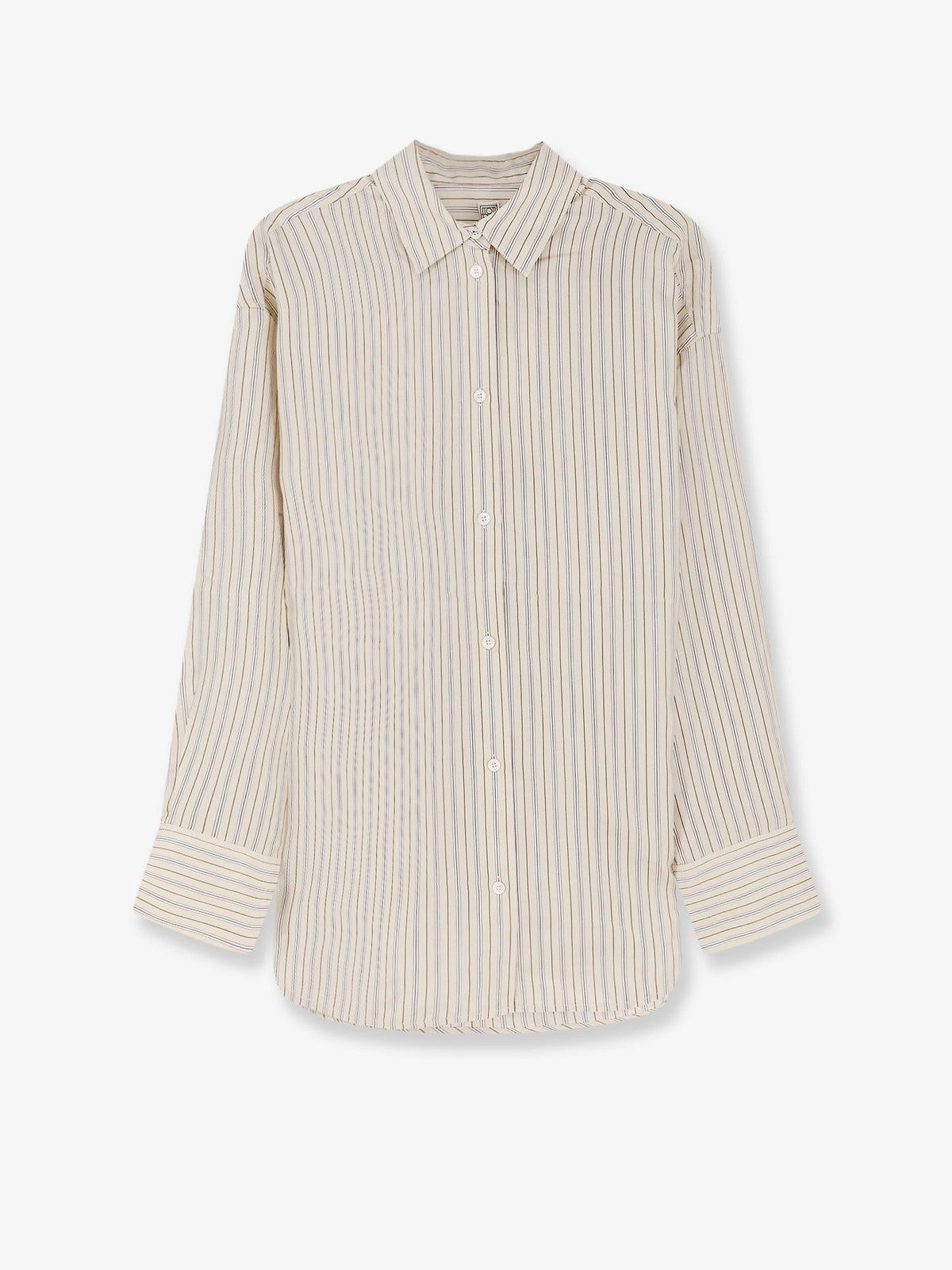 Toteme Oversized striped silk shirt - Beige Brown