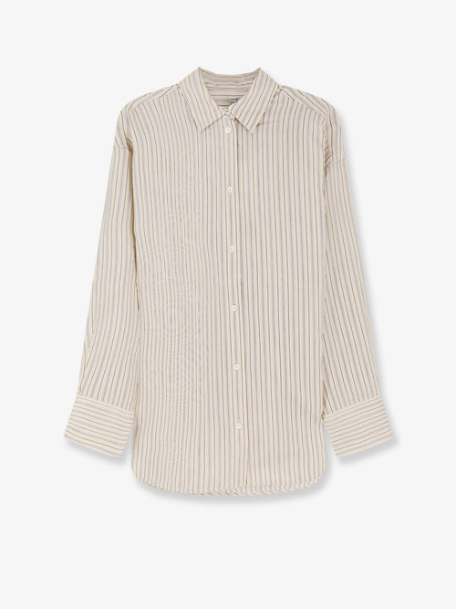 Toteme Oversized striped silk shirt - Beige Brown