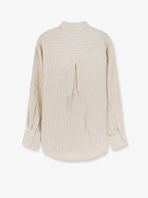 Toteme Oversized striped silk shirt - Beige Brown