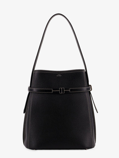 Toteme Hammered leather bucket bag with strap on the front - Black