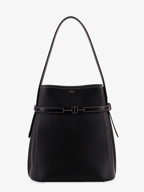 Toteme Hammered leather bucket bag with strap on the front - Black